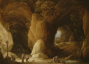 Hermits in a Cave, 17th Century by David Teniers the Younger