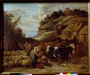 The Milking of the Herd by David Teniers the Younger
