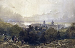 View of Greenwich, one summer evening, from the heights of the park, at the back, the London skyline by David the younger Cox