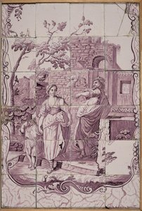 Tile Plaque: Abraham Expelling Hagar by De Bloempot Factory