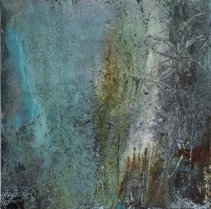 Blue Green Patina Abstract by Deb Chaney