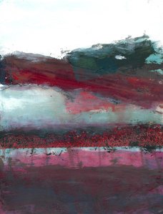 Crimson Horizon Abstract by Deb Chaney