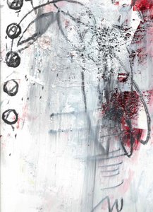 Red Black Abstract Grunge by Deb Chaney