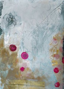 Vibrant Abstract Gold Pink by Deb Chaney