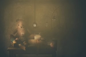 Nostalgic Teddy Bear Still Life by Delphine Devos