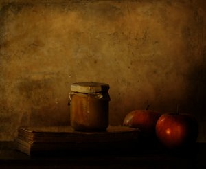 Rustic Jar and Apples by Delphine Devos