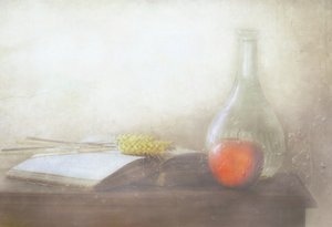 Vintage Book and Apple by Delphine Devos