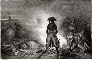 Napoleon Bonaparte camping among his soldiers in 1796 during the Italian campaign