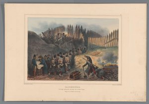 Group of Soldiers Passing Through an Opening in the Palisade, 1832 (Dessins faits d