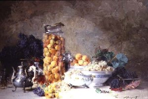 Still Life of Apricots and Other Fruit by Denis Pierre Bergeret