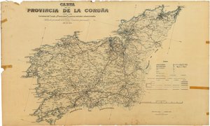Map of the Province of Coruña with State and Provincial Roads and Subsidized Local Roads. Published by Agreement of the Provincial Commission
