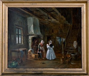 Interior with figures by Desire Donny