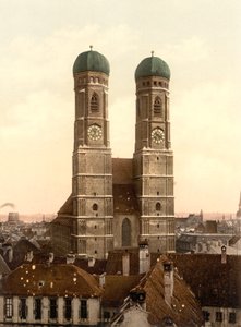 Frauenkirche, Munich, Bavaria, Germany, Photochrome Print