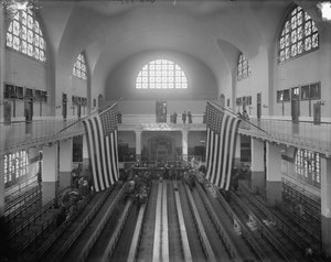 Inspection Room, Ellis Island, New York City, c.1910 by Detroit Publishing Co.