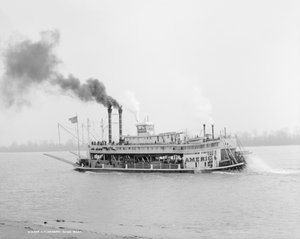 River Boat, Mississippi River, USA, c.1906 (b/w photo)