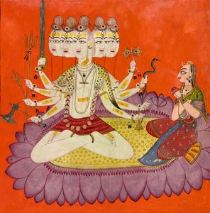 Sadashiva Worshipped by Parvati