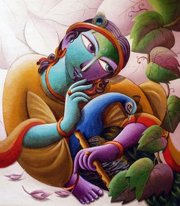 Lord Krishna With Peacock