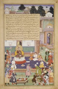 Sultan Bayazid before Timur, Folio from an Akbarnama History of Akbar