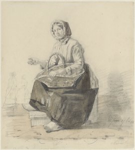Seated Street Vendor with Basket by Diederik Franciscus Jamin