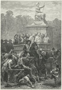 A Tumbril Full of Prisoners on Its Way to the Guillotine, French Revolution (engraving)