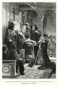 Peter the Hermit delivering letters from the Patriarch of Jerusalem to Pope Urban by Diogene Ulysse Napoleon Maillart