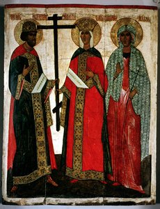 Icon depicting SS. Constantine, Helena and Agatha, Novgorod School