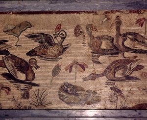 Roman Mosaic from Pompeii of Ducks and Frogs in a Water Garden by Dioscurides of Samos