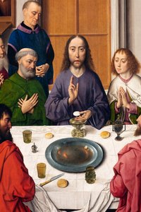 Parish Church (Parochiekerk Sint-Pieter). Painting. Last Supper. Dirk Bouts. 1464-1468. (Detail) Central Panel