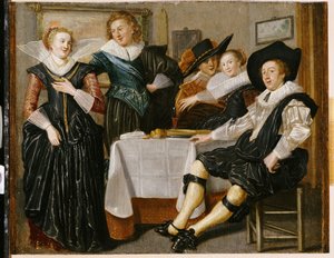 A Merry Company in an Interior by Dirck Hals