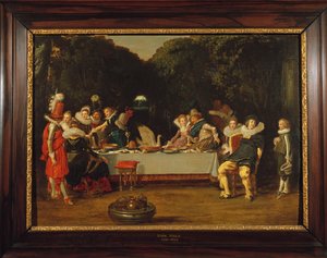 Elegant Figures feasting in an Arbour by Dirck Hals