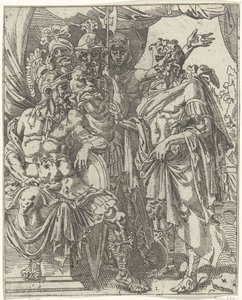 Achior Tells Holofernes about the Israelites (Judith and Holofernes) (series title) by Dirck Volckertsz. Coornhert (attributed to)