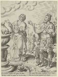 King Jeroboam and the Man of God at the Altar (Story of the Disobedient Man of God) by Dirck Volckertsz. Coornhert (attributed to)