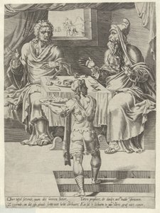 Meal of the Man of God and the Old Prophet by Dirck Volckertsz. Coornhert (attributed to)