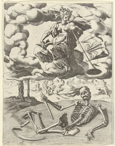 Fame Overcomes Death by Dirck Volckertsz. Coornhert (possibly)