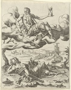 Time Overcomes Fame Triumphs of Petrarch (series title) by Dirck Volckertsz. Coornhert (possibly)