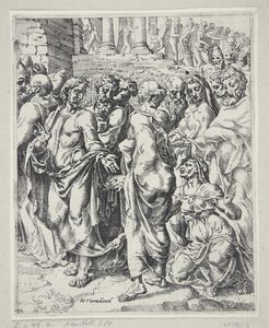 Christ and the Woman Who Was Cured of the Issue of Blood by Dirck Volckertsz. Coornhert