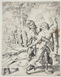 Jacob Wrestling with the Angel by Dirck Volckertsz. Coornhert