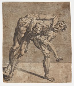 Two Wrestlers by Dirck Volckertsz. Coornhert