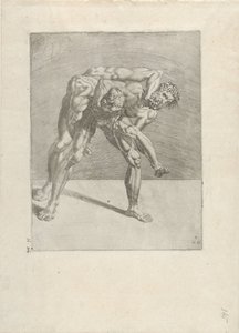 Two Wrestlers (Wrestlers) by Dirck Volckertsz. Coornhert