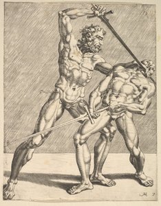 Two Fencers, from Fencers, plate 7, 1552