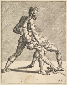 Two Fencers, from Fencers, plate 8, 1552