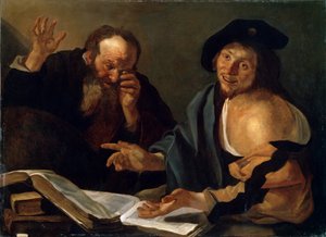 Heraclitus and Democritus, early 17th century by Dirck van Baburen