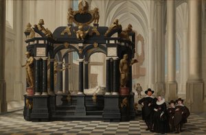 A Family beside the Tomb of Prince William I in the Nieuwe Kerk, Delft