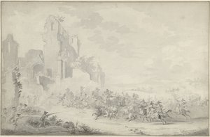 Battle Between Cavalry and Infantry by Dirk Langendijk