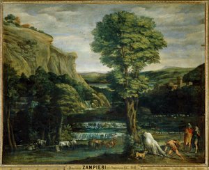 Landscape with Hercules fighting Achelaos changed into a bull