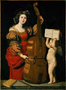 Saint Cecilia and an angel holding a musical score