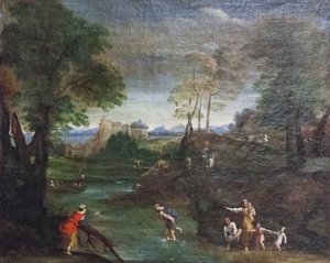 Landscape with Ford by Domenichino (1581 1641)
