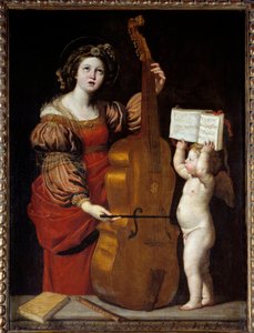 Saint Cecile with an angel holding a score