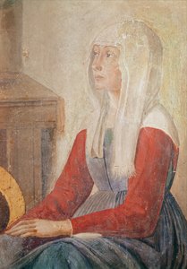 (detail) Woman from the Death of St. Fina, 1482