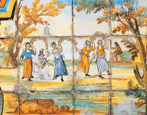 Detail of Majolica Decoration of Cloister of Poor Clares